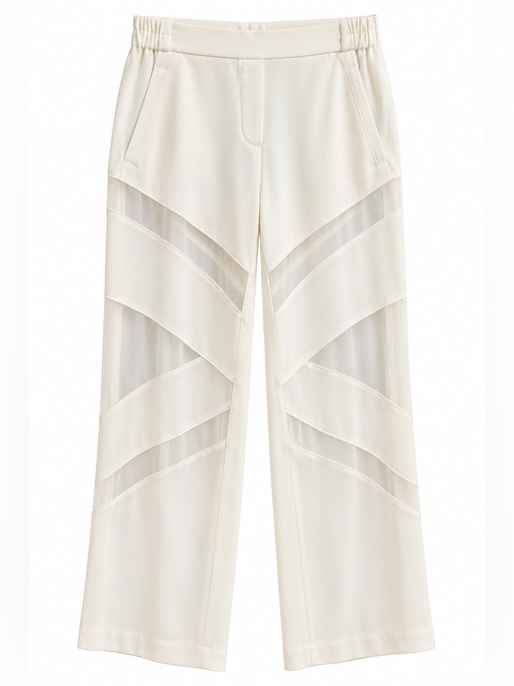 BCBG Ivory Sheer Panel Trousers Size M + FREE Reversible Crop Top
